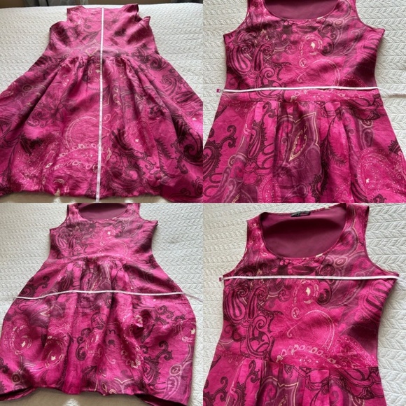 Lafayette 148 100% Linen Bubble Hem No Sleeve Dress Paisley Print Size 14 - Picture 13 of 15